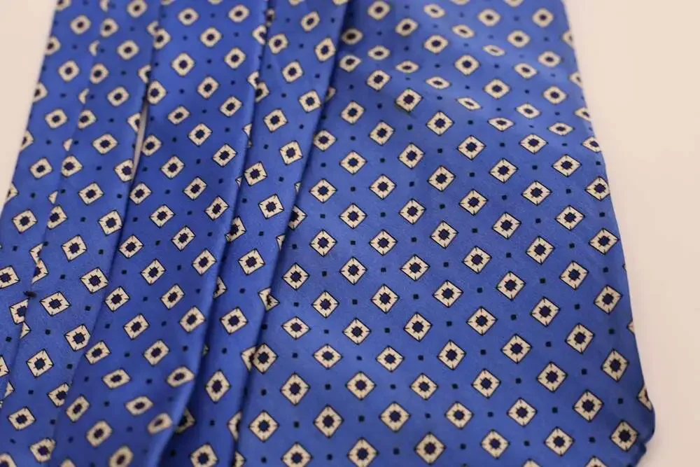 Joseph & Lyman Blue Geometric Pattern Silk Necktie